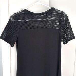 Elegant Black Mesh Shirt Dress